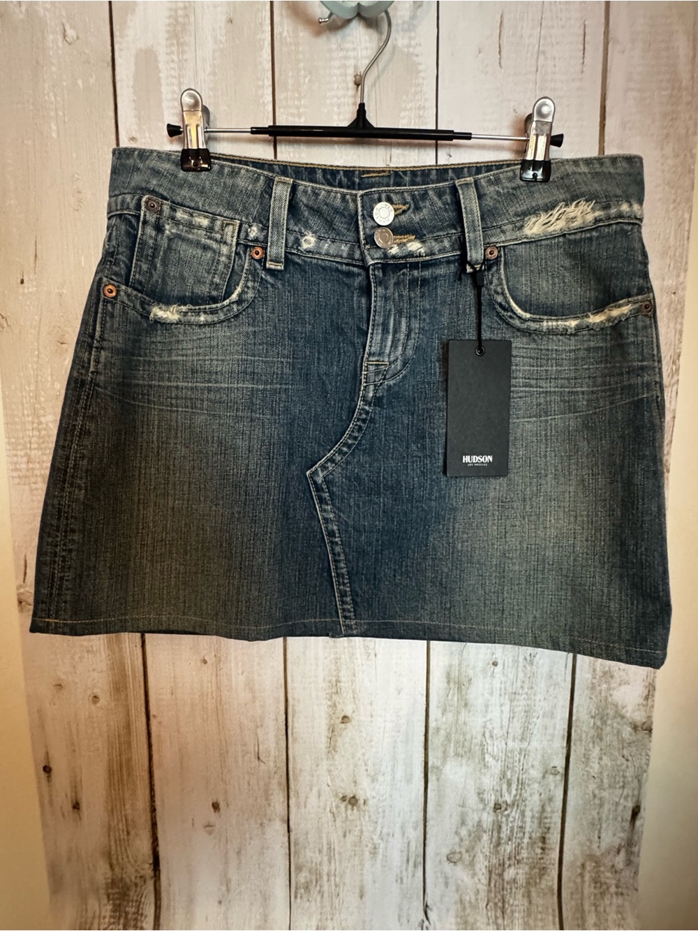 Hudson Jeans Dark Washed Blue Denim Mini Skirt